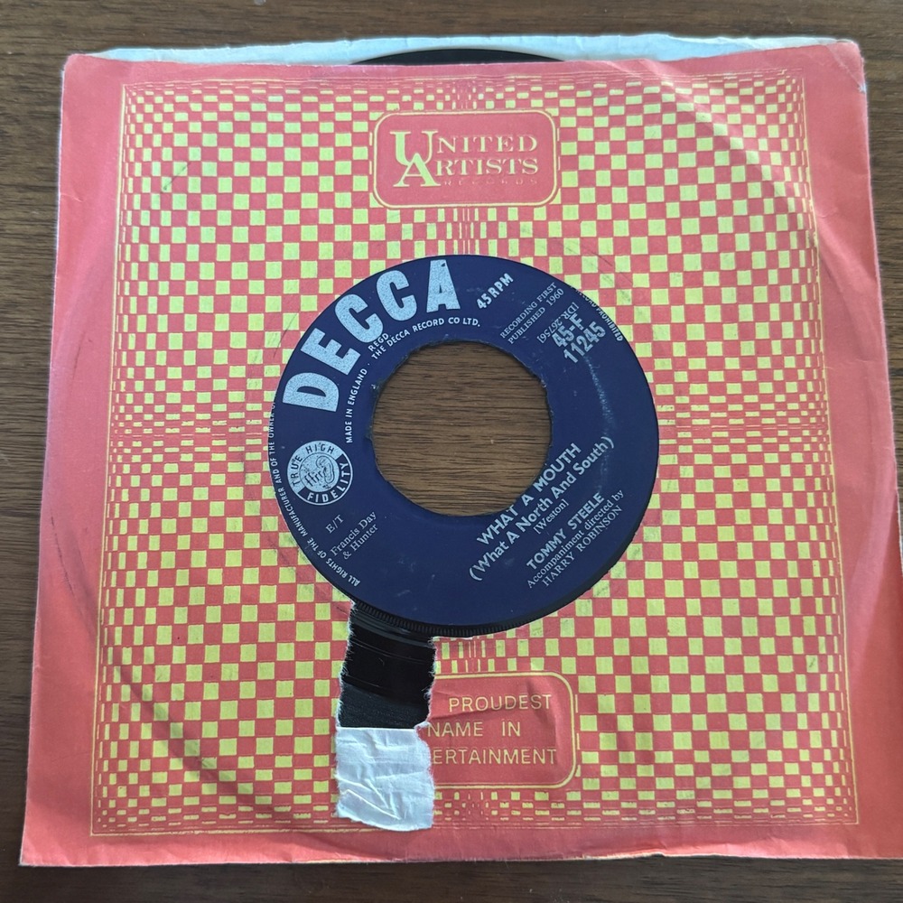 Tommy Steele What A Mouth / Kookaburra 1960 Decca 45 RPM Vinyl 7" 45-F 11245